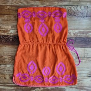 Gretchen Scott Pink and Orange Strapless Top Size Small